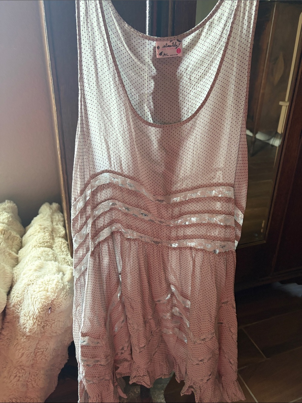 Free People polka dot and lace sleep dress size M